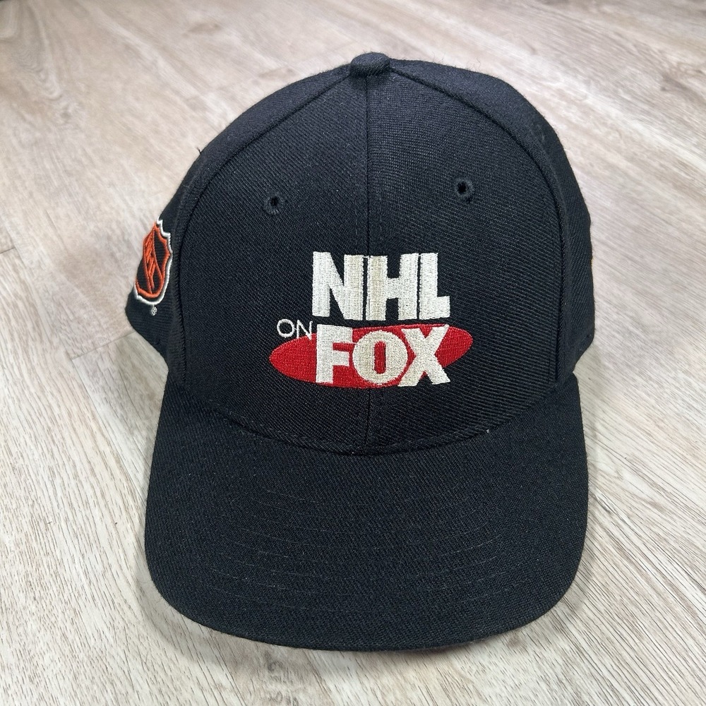 VTG NHL On Fox Snapback Hat Hockey Mohrs Black Wool Cap
